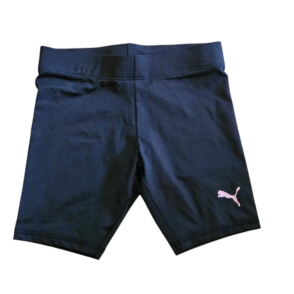 PUMA Black Girls Shorts w/ Pink Puma Logo Size 5 Girl ~ Activewear Athleisure